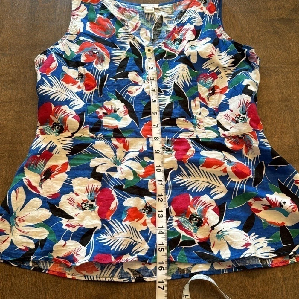 J. Crew Tropical Floral Print Linen Blend Peplum Top Size 6 - Picture 12 of 14